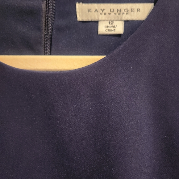 Kay Unger Dress Raven Draped Sheath Midnight Blue - Picture 2 of 7